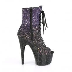 Pleaser ADORE-1021OMBG Purple Multi Glitter/Black Ankle Boot Boots
