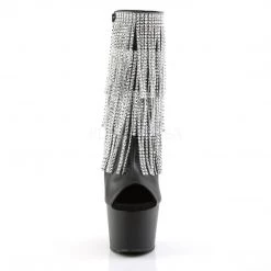 Pleaser ADORE-1024RhinestoneF Black Faux Leather-Silver Ankle Boot Coming Soon (Pre-Order)