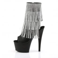 Pleaser ADORE-1024RhinestoneF Black Faux Leather-Silver Ankle Boot Coming Soon (Pre-Order)