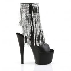 Pleaser ADORE-1024RhinestoneF Black Faux Leather-Silver Ankle Boot Coming Soon (Pre-Order)