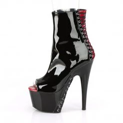 Pleaser Boots ADORE-1025 Black-Red Patent/Black Ankle Boot