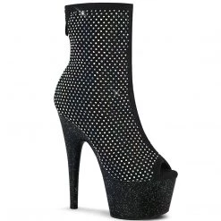 Pleaser ADORE-1031GM Black Fabric-Rhinestone Ankle Boot New Arrivals