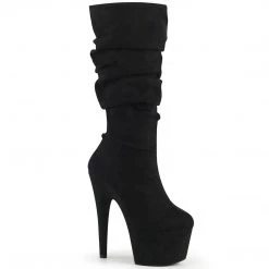 Pleaser Boots ADORE-1061 Black Faux Suede/ Black Faux Suede Mid-Calf Boot