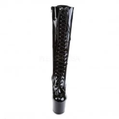 Pleaser Boots ADORE-2023 Black Stretch Patent Knee Boot