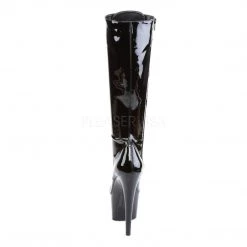 Pleaser Boots ADORE-2023 Black Stretch Patent Knee Boot