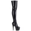 Pleaser Boots ADORE-3000 Black Stretch Faux Leather Thigh Boot