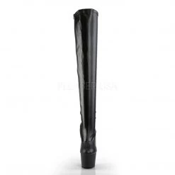 Pleaser Boots ADORE-3000 Black Stretch Faux Leather Thigh Boot