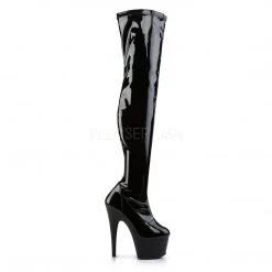 Pleaser ADORE-3000 Black Stretch Patent Thigh Boot New Arrivals