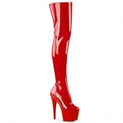 Pleaser Boots ADORE-3000 Red Stretch Patent/Red Thigh Boot