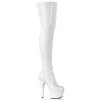 Pleaser New Arrivals ADORE-3000 White Stretch Patent/White Thigh Boot