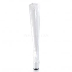 Pleaser New Arrivals ADORE-3000 White Stretch Patent/White Thigh Boot