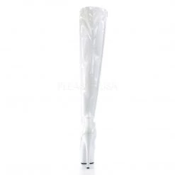Pleaser New Arrivals ADORE-3000 White Stretch Patent/White Thigh Boot 11 Pleaser New Arrivals ADORE-3000 White Stretch Patent/White Thigh Boot