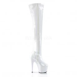 Pleaser New Arrivals ADORE-3000 White Stretch Patent/White Thigh Boot 12 Pleaser New Arrivals ADORE-3000 White Stretch Patent/White Thigh Boot