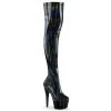 Pleaser ADORE-3000HWR Black Stretch Holo/Black Holo Thigh Boot Boots