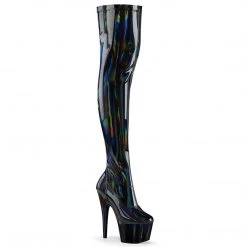 Pleaser ADORE-3000HWR Black Stretch Holo/Black Holo Thigh Boot Boots