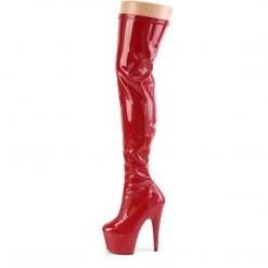 Pleaser ADORE-3000HWR Red Stretch Holo/Red Holo Thigh Boot