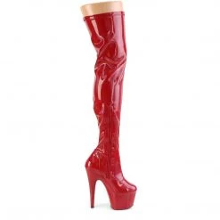 Pleaser ADORE-3000HWR Red Stretch Holo/Red Holo Thigh Boot