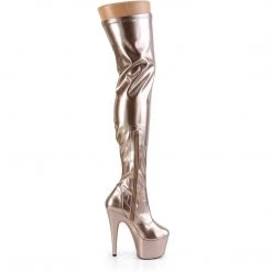 Pleaser ADORE-3000HWR Rose Gold Stretch Holo/Rose Gold Holo Thigh Boot
