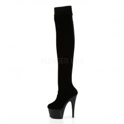Pleaser ADORE-3002 Black Stretch Velvet/Black Thigh Boot Boots 10 Pleaser ADORE-3002 Black Stretch Velvet/Black Thigh Boot Boots