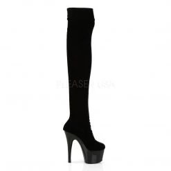Pleaser ADORE-3002 Black Stretch Velvet/Black Thigh Boot Boots 12 Pleaser ADORE-3002 Black Stretch Velvet/Black Thigh Boot Boots