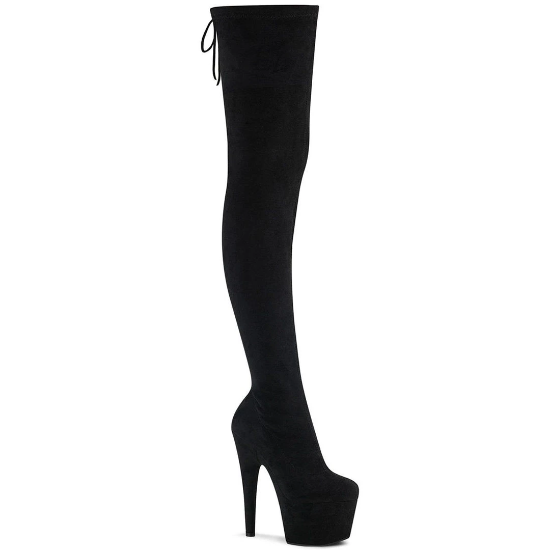 Pleaser ADORE-3008 Black Stretch Faux Suede/ Black Faux Suede Boot 3 Pleaser ADORE-3008 Black Stretch Faux Suede/ Black Faux Suede Boot