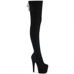 Pleaser ADORE-3008 Black Stretch Faux Suede/ Black Faux Suede Boot