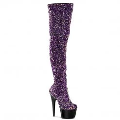 Pleaser Boots ADORE-3020 Purple Multi Sequins/ Black Boot