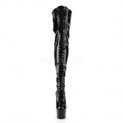 Pleaser ADORE-3023 Black Stretch Patent Thigh Boot