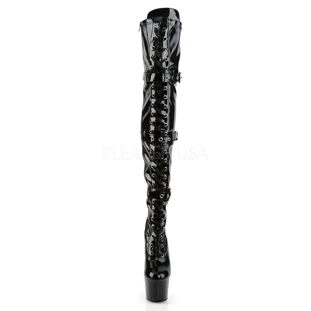 Pleaser Boots ADORE-3028 Black Patent Thigh Boot 4 Pleaser Boots ADORE-3028 Black Patent Thigh Boot
