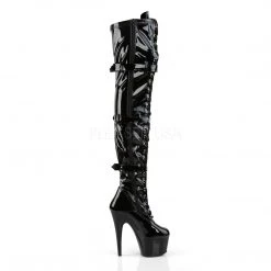 Pleaser Boots ADORE-3028 Black Patent Thigh Boot 12 Pleaser Boots ADORE-3028 Black Patent Thigh Boot