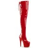 Pleaser ADORE-3063 Red Stretch Patent Thigh Boot Boots