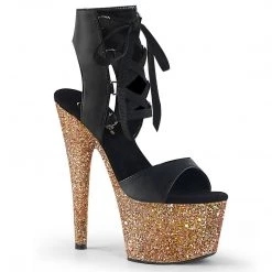 Pleaser ADORE-700-14LG Black Faux Leather/Rose Gold Multi Glitter Platform Sandal Shoes 13 Pleaser ADORE-700-14LG Black Faux Leather/Rose Gold Multi Glitter Platform Sandal Shoes