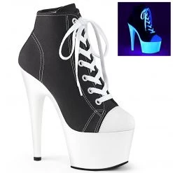 Pleaser ADORE-700SK-02 Black Canvas/Neon White Sneaker Heels Platform Boots