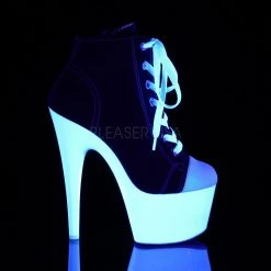 Pleaser ADORE-700SK-02 Black Canvas/Neon White Sneaker Heels Platform Boots