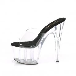 Pleaser Shoes ADORE-701 Clear-Black/Clear Slide