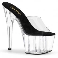 Pleaser Shoes ADORE-701 Clear-Black/Clear Slide
