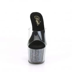 Pleaser ADORE-701CG Clear/Black Confetti Glitter Slide Shoes