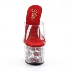 Pleaser ADORE-701FL Clear/Red Flowers Slide