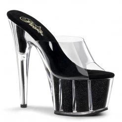 Pleaser ADORE-701G Clear/Black Glitter Slide