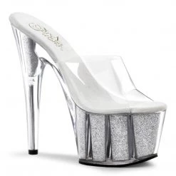 Pleaser ADORE-701G Clear/Silver Glitter Slide
