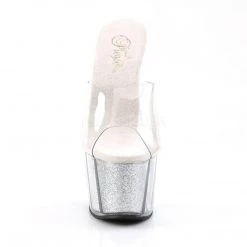 Pleaser ADORE-701G Clear/Silver Glitter Slide