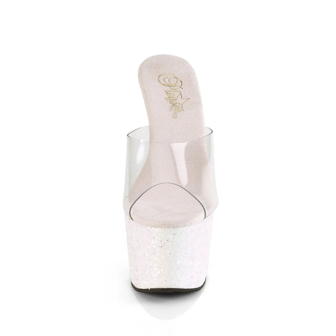 Pleaser ADORE-701LG Clear/Opal Multi Glitter Slide 4 Pleaser ADORE-701LG Clear/Opal Multi Glitter Slide