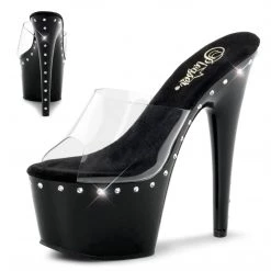 Pleaser Shoes ADORE-701LS Clear/Black Slide