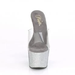 Pleaser Shoes ADORE-701OMBRE Clear/Silver-Black Ombre Mini Glitter Slide
