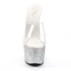Pleaser ADORE-701SDG Clear/Silver Glitter Slide