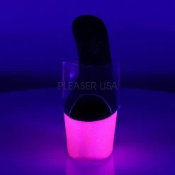 Pleaser ADORE-701UVG Clear/Neon Hot Pink Glitter Slide