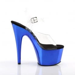 Pleaser ADORE-708 Clear/Blue Chrome Platform Sandal