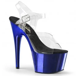 Pleaser ADORE-708 Clear/Blue Chrome Platform Sandal
