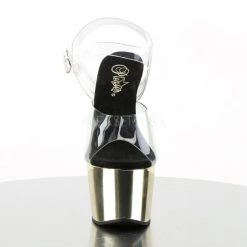 Pleaser ADORE-708 Clear/Gold Chrome Platform Sandal Shoes