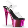 Pleaser Shoes ADORE-708 Clear/Hot Pink Chrome Platform Sandal